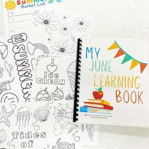 June summer bundle, coloring pages, bucket list. learning book